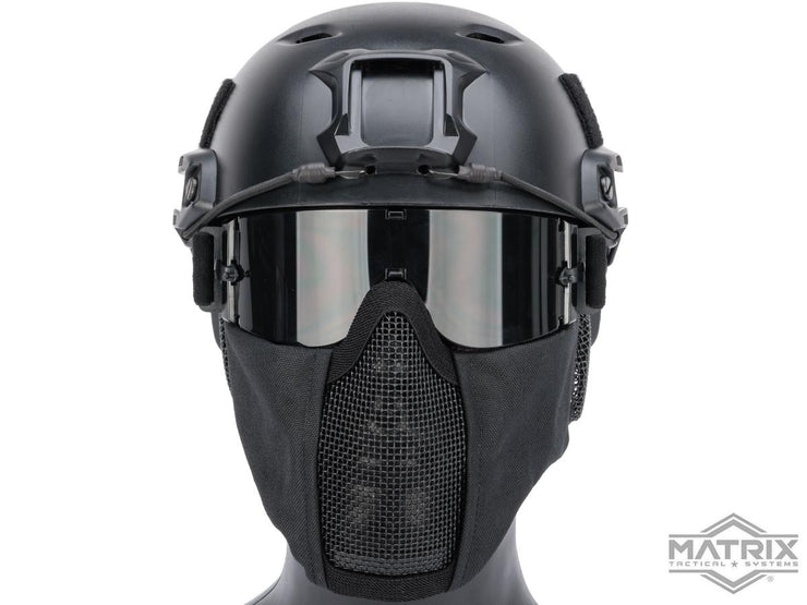 Matrix Carbon Striker Mesh Mask w/ Integrated Mesh Ear Protection (Black)