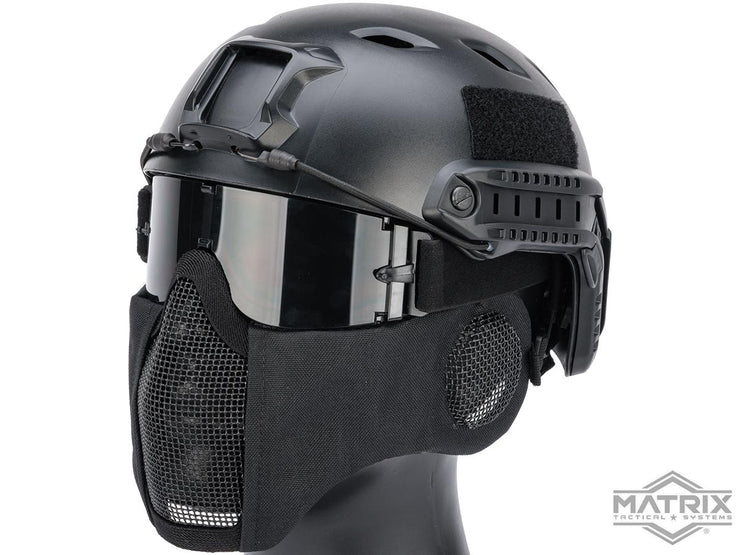 Matrix Carbon Striker Mesh Mask w/ Integrated Mesh Ear Protection (Black)