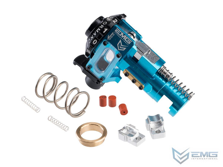 EMG / Maxx Model CNC Aluminum Hopup Chamber for M4 Airsoft AEG Rifles (Model: M4E / EMG Blue)