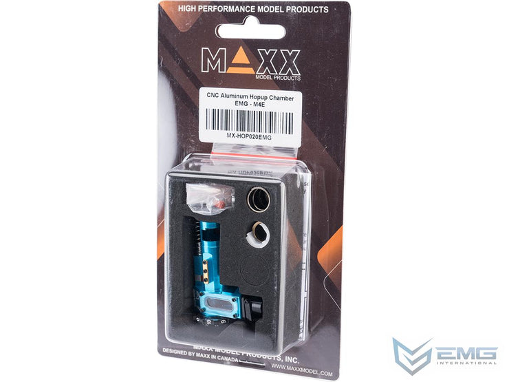 EMG / Maxx Model CNC Aluminum Hopup Chamber for M4 Airsoft AEG Rifles (Model: M4E / EMG Blue)