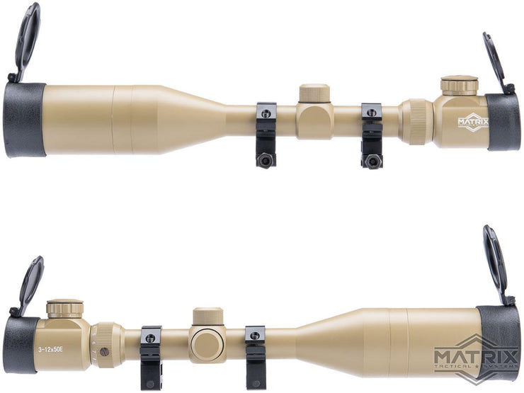 Matrix 3-12x50 Illuminated Reticle Sniper Scope w/ Mounting Rings