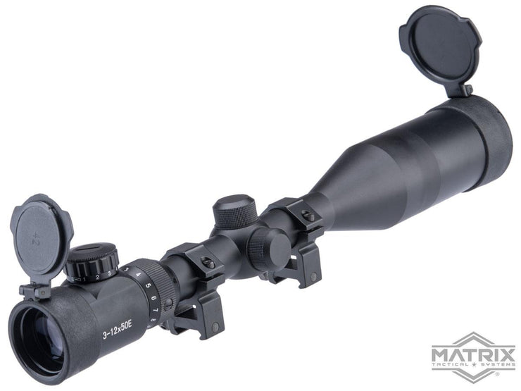 Matrix 3-12x50 Illuminated Reticle Sniper Scope w/ Mounting Rings