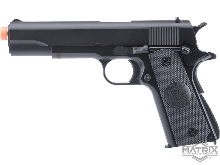 Matrix x Golden Eagle Full Metal M1911A1 Gas Blowback Airsoft Pistol (Color: Black / IMF Grips)