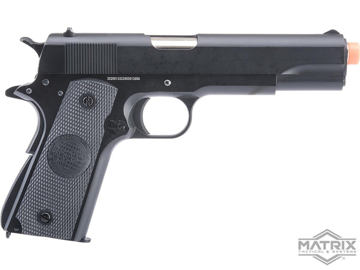 Matrix x Golden Eagle Full Metal M1911A1 Gas Blowback Airsoft Pistol (Color: Black / IMF Grips)