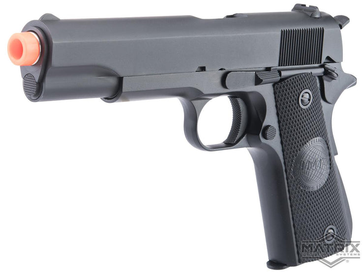 Matrix x Golden Eagle Full Metal M1911A1 Gas Blowback Airsoft Pistol (Color: Black / IMF Grips)