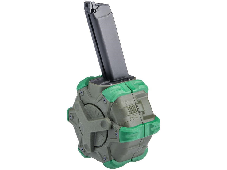 AW Custom Drum Magazine for Gas Blowback Airsoft Pistols & Rifles (SAI BLU/Elite Force GLOCK)