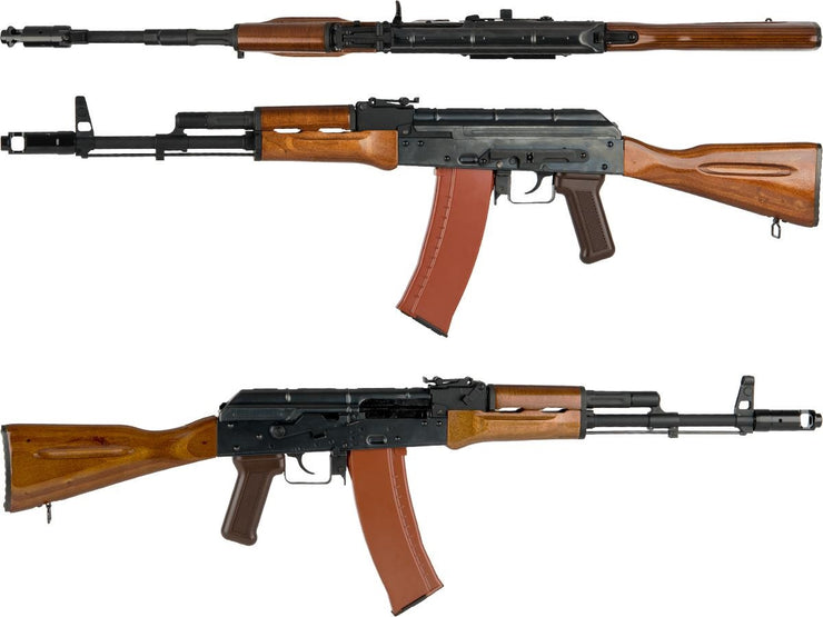 WE Full Metal AK-74 Airsoft Gas Blowback Rifle w/ Real Wood Furniture (Model: Bakelite Magazine)