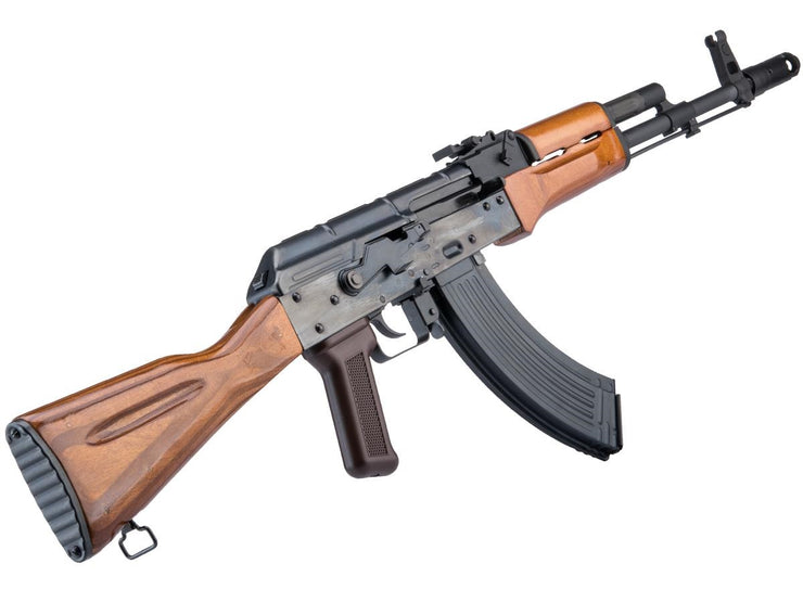 WE-Tech AK-47 with Wood Furniture Airsoft Gas Blowback Rifle (Model: Steel Magazine)