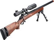 A&K US Army SOCOM Type M24 Airsoft Bolt Action Scout Sniper Rifle w/ Fluted Barrel and Real Wood Stock (Color: Wood Brown)